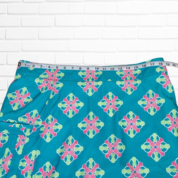 Crown & Ivy Golf Skort 12 Turquoise Pineapple Pocket Shorts Skirt Cruise Preppy - Picture 8 of 10